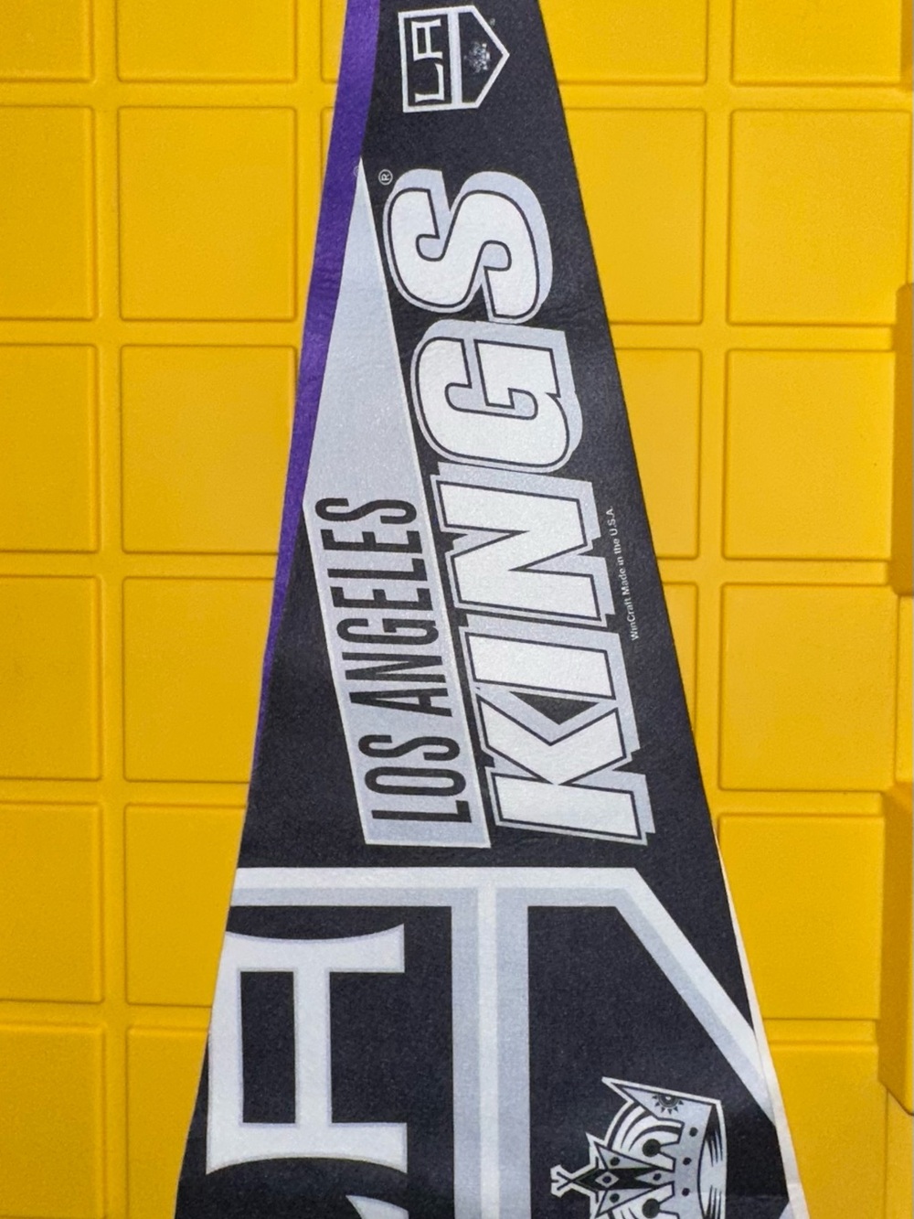 Los Angeles Kings Tri-Panel Hockey flag- Black & White with Purple Trim